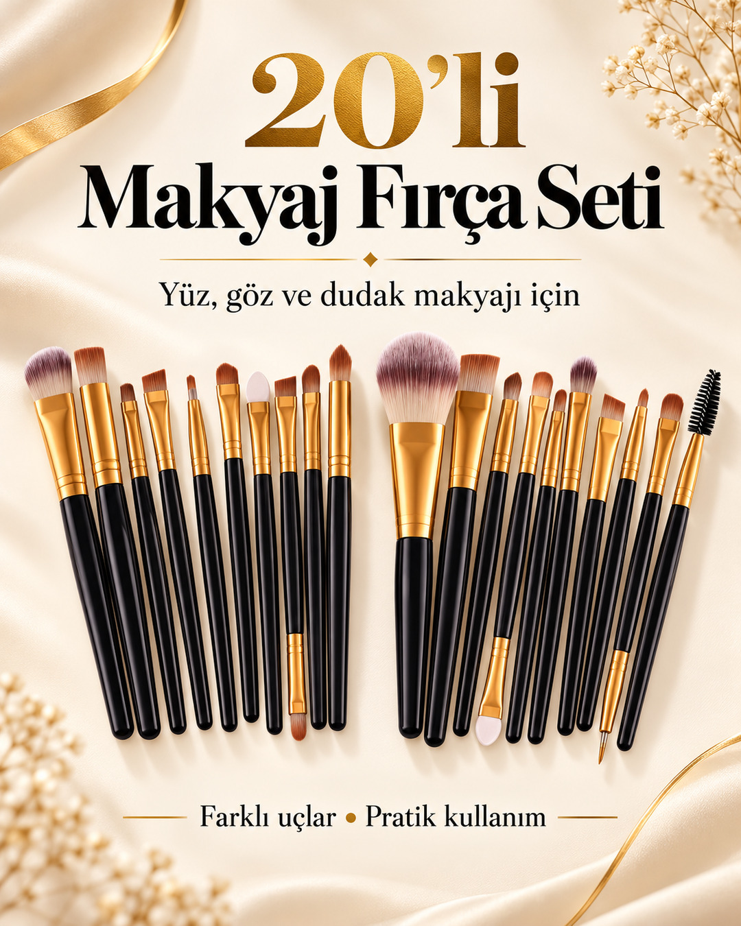20'li Profesyonel Yumuşak Makyaj Fırça Seti