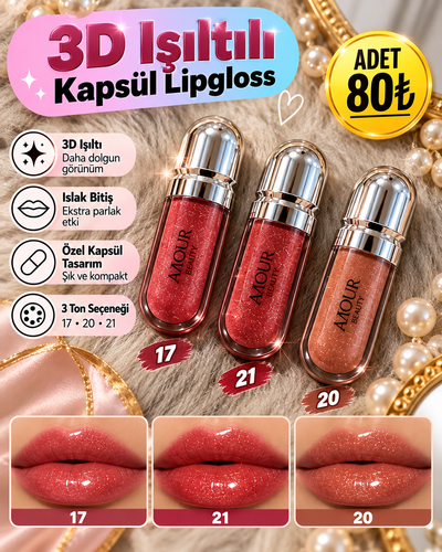 3D Işıltılı Kapsül Lipgloss