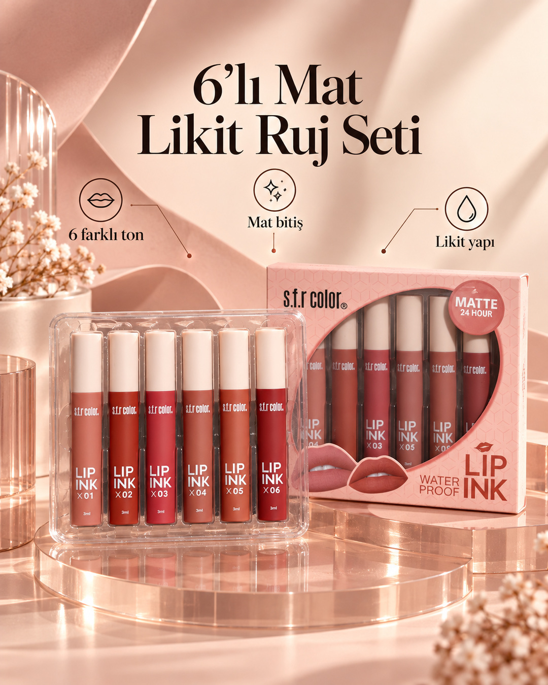 6’lı Mat Likit Ruj Seti