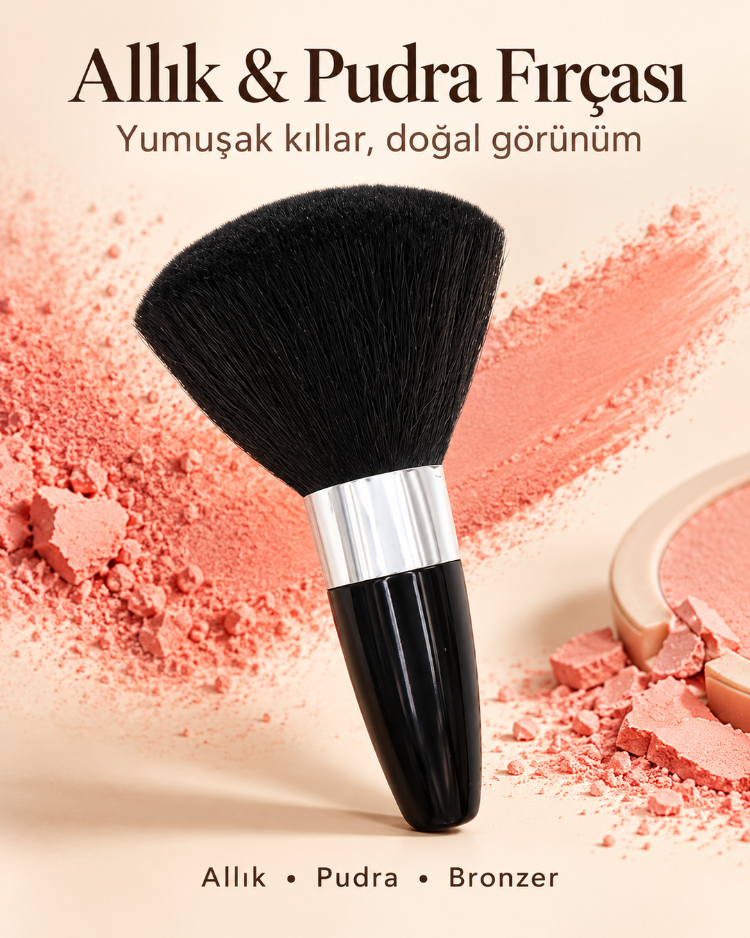 Allık Pudra Fırçası Makeup Profesyonel Yumuşak Kıllı Büyük Yuvarlak Yüz Toz Makyaj Kabuki Fırça