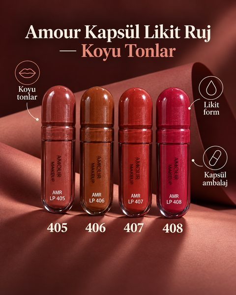 Amour Kapsül Likit Ruj (Koyu Tonlar Serisi)