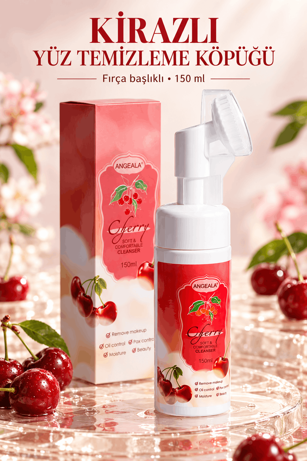 Angeala Kirazlı Fırça Başlıklı Yüz Temizleme Köpüğü 150 ml