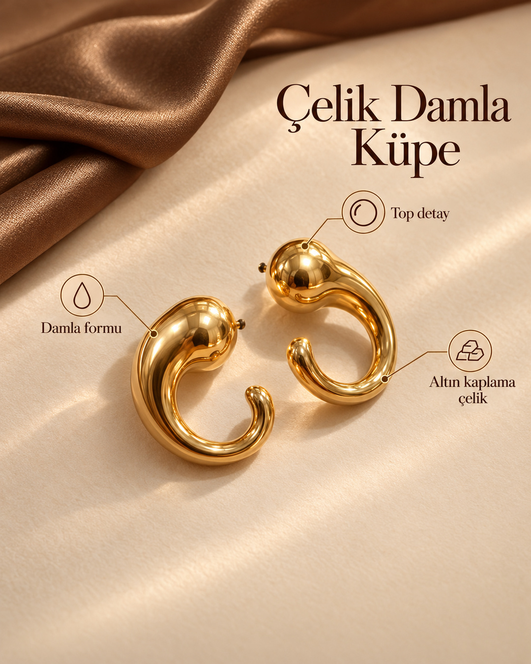 Çelik Damla Küpe