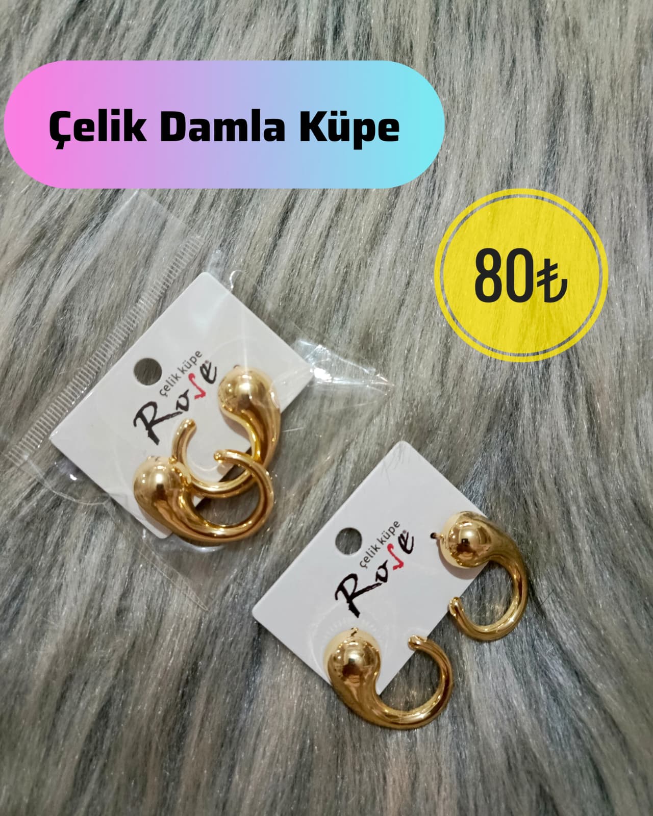Çelik Damla Küpe