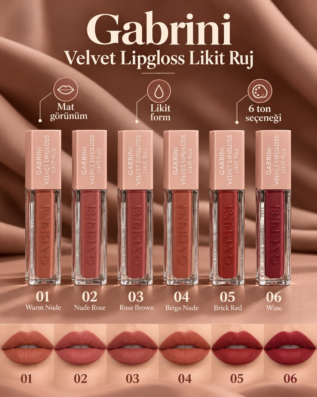 Gabrini Velvet Lipgloss Likit Ruj