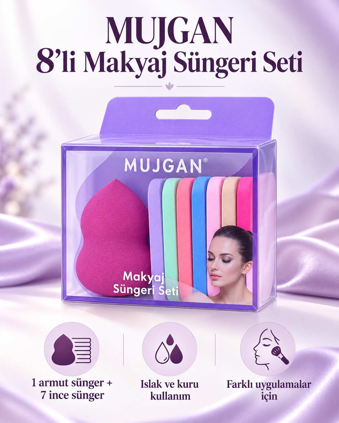  Mujgan 8 li Makyaj Süngeri Seti