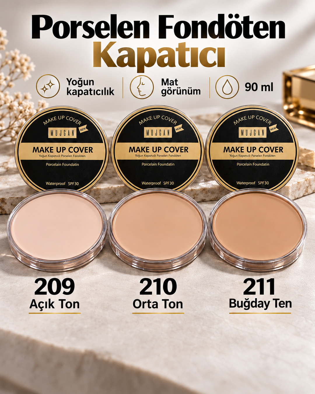 Mujgan Make Up Cover Porselen Fondöten Kapatıcı 90 ML