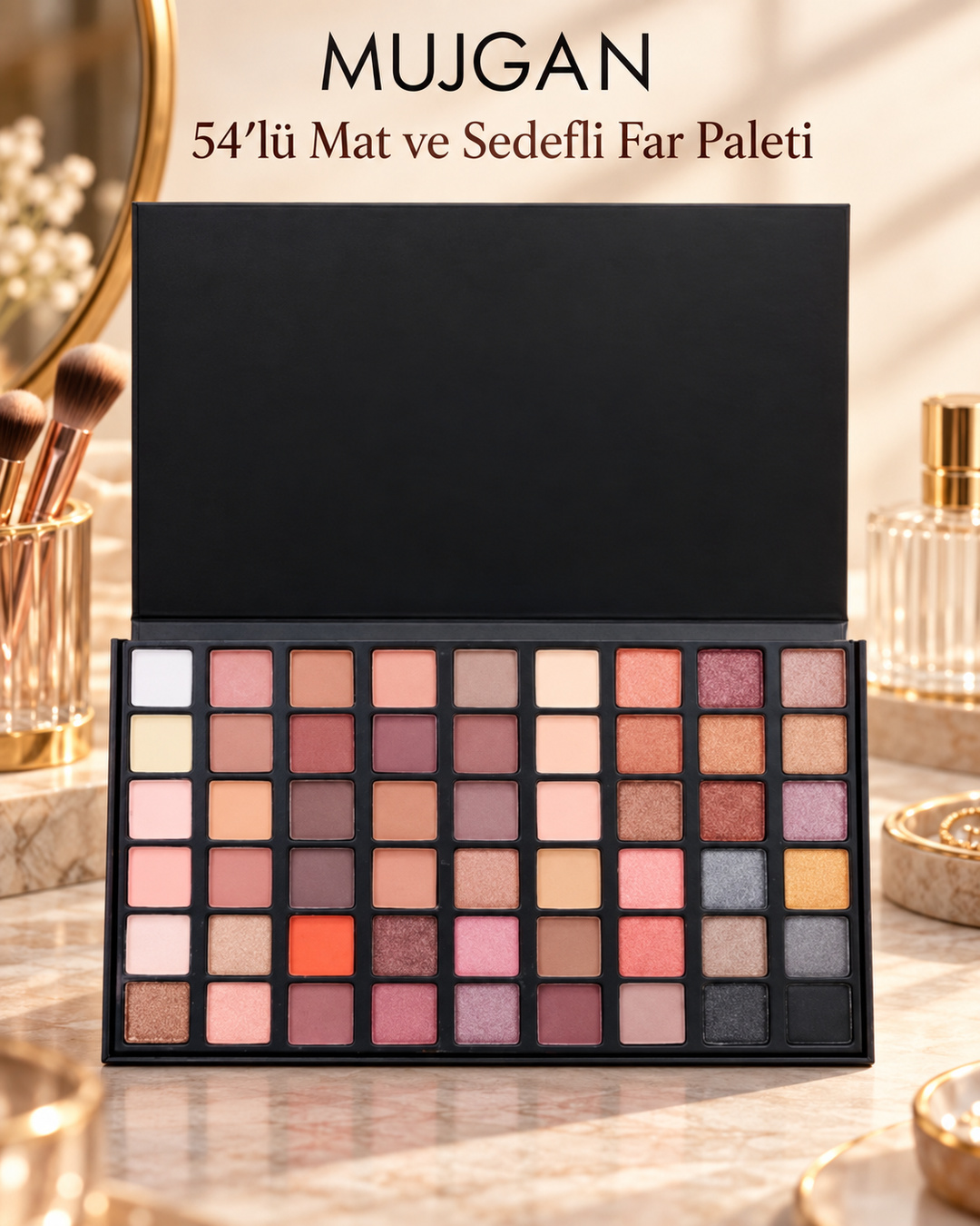 MUJGAN Siyah 54lü Mat Sedefli Far Paleti 