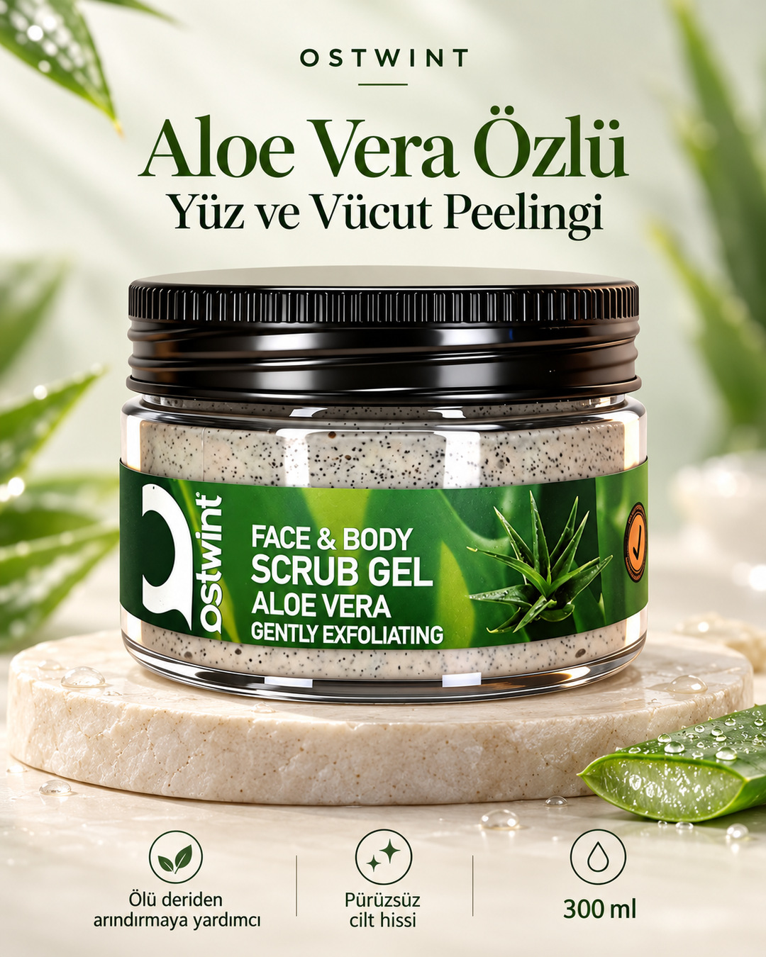 OSTWINT Aloe Vera Özlü Yüz ve Vücut Peelingi – 300 ml