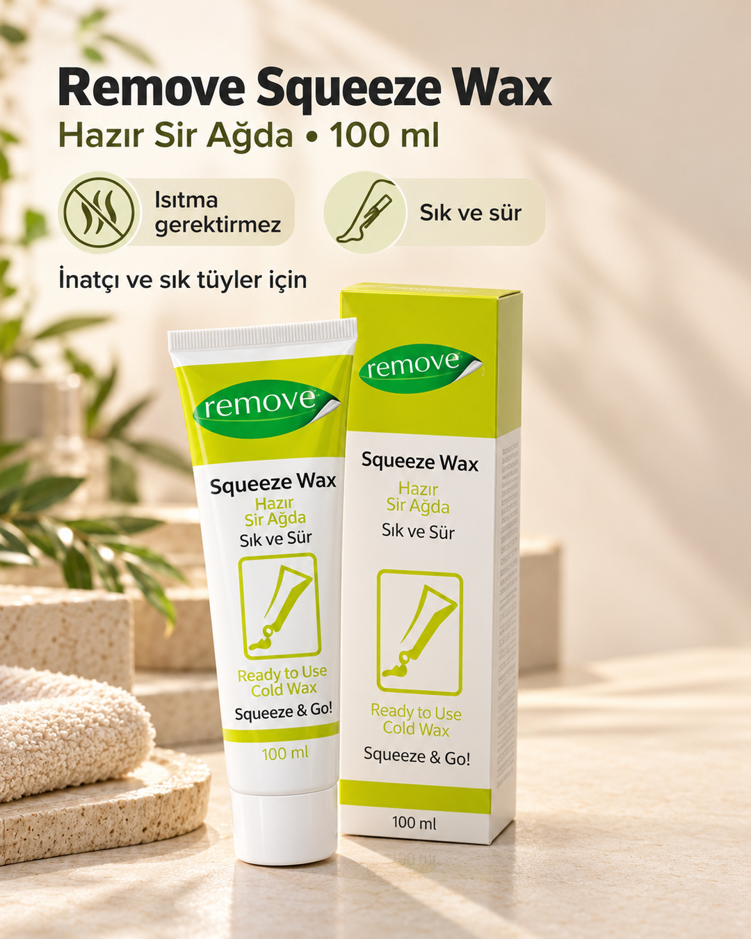 Remove Squeeze Wax Inatçı ve Sık Tüyler 100 ml Hazır Sir Ağda