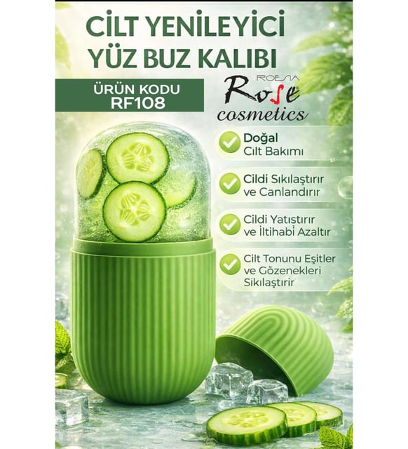 Rose Buz Küpü Yüz, Göz, Boyun Masajı ve Cilt Bakımı için Silikon Kalıp