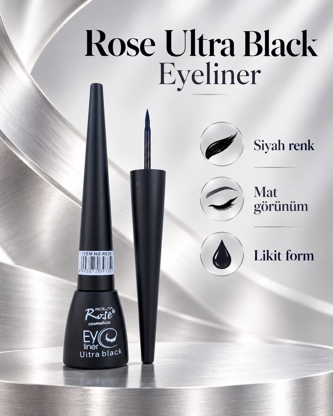 Rose Ultra Black Eyeliner Siyah Model