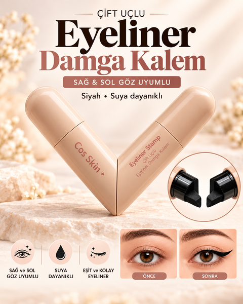 SİYAH- Suya Dayanıklı Çift Taraflı Eyeliner Damga Kalem Sağ Ve Sol Göz Uyumlu