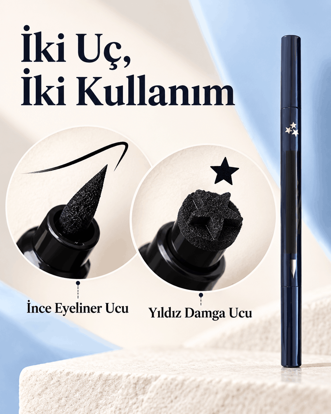 Yıldız Baskılı Çift Taraflı Göz Eyeliner Dipliner yıldız eyeliner